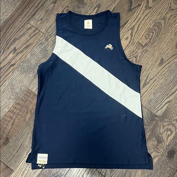 Tracksmith Women’s Navy and White Diagonal Stripe Tank Top - Picture 1 of 5